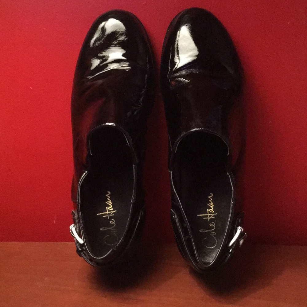 EUC COLE HAAN NIKE AIR PATENT LEATHER WEDGE LOAFER